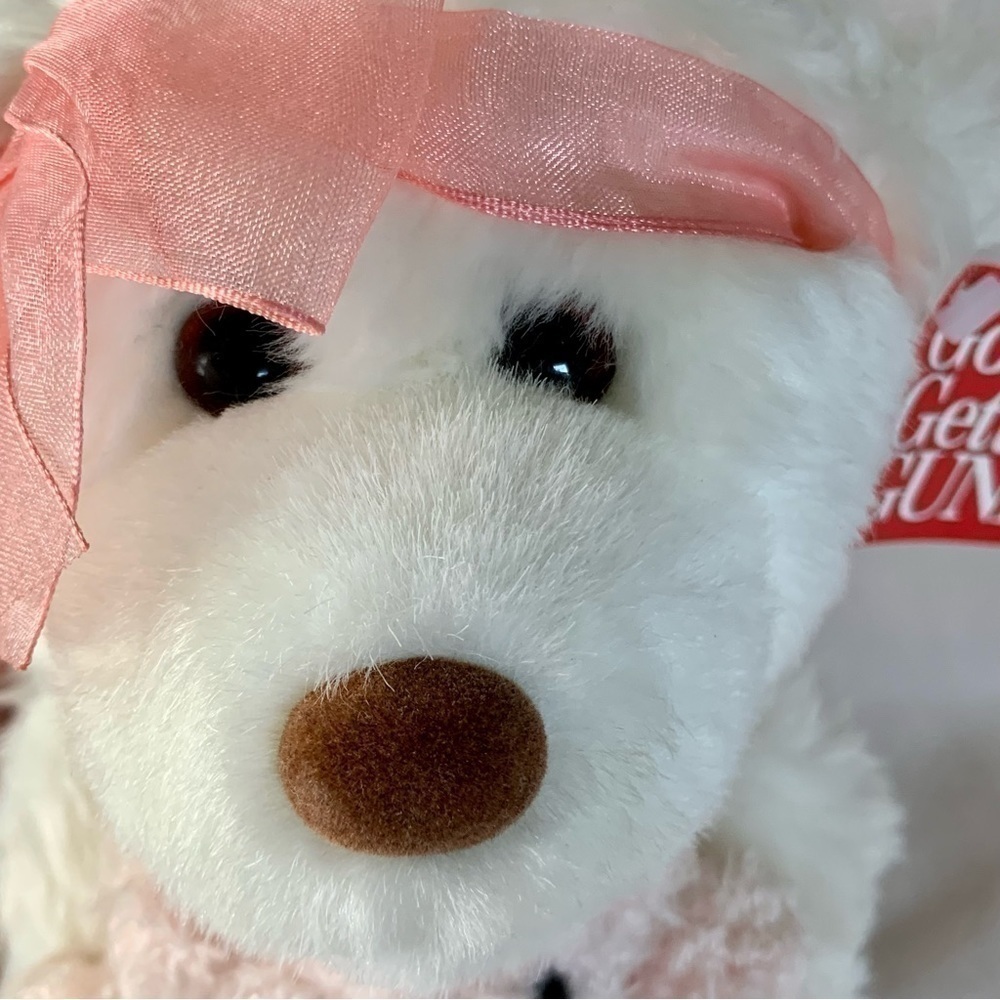 Vintage Gund “Momma’s Love” Stuffed Bear Mini Bear Toy Bow White Pink - Picture 13 of 15